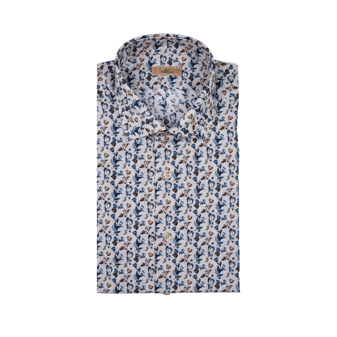 Camicia da uomo in tessuto di cotone con stampa floreale