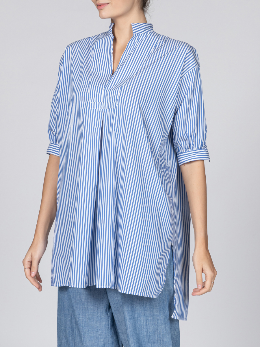 Camicia Da Donna A Righe Bianche E Blu In Tessuto Stretch Alea camicia-da-donna-a-righe-bianche-e-blu-in-tessuto-stretch-alea