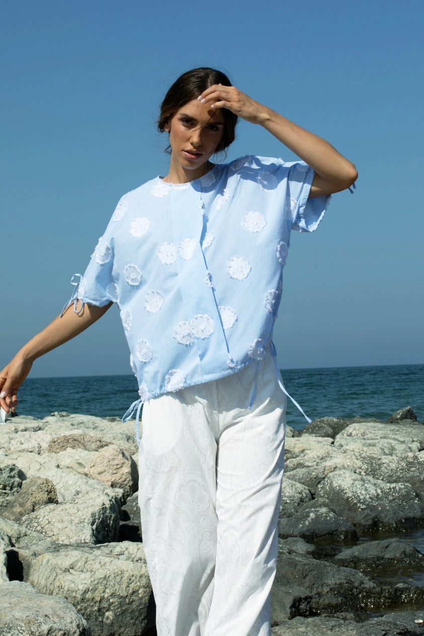 Women's collarless half-sleeved shirt – Alea Fashion Industries Women's collarless half-sleeved shirt – Alea Fashion Industries