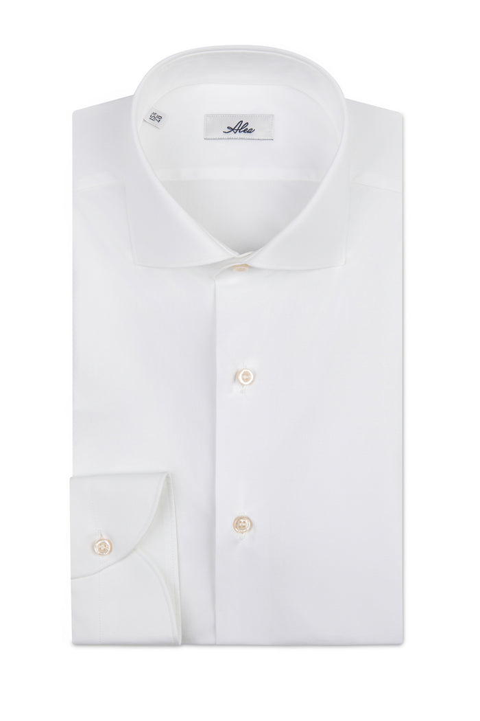 Camicia classica in cotone elasticizzato bianco collo francese vestibilità tailor