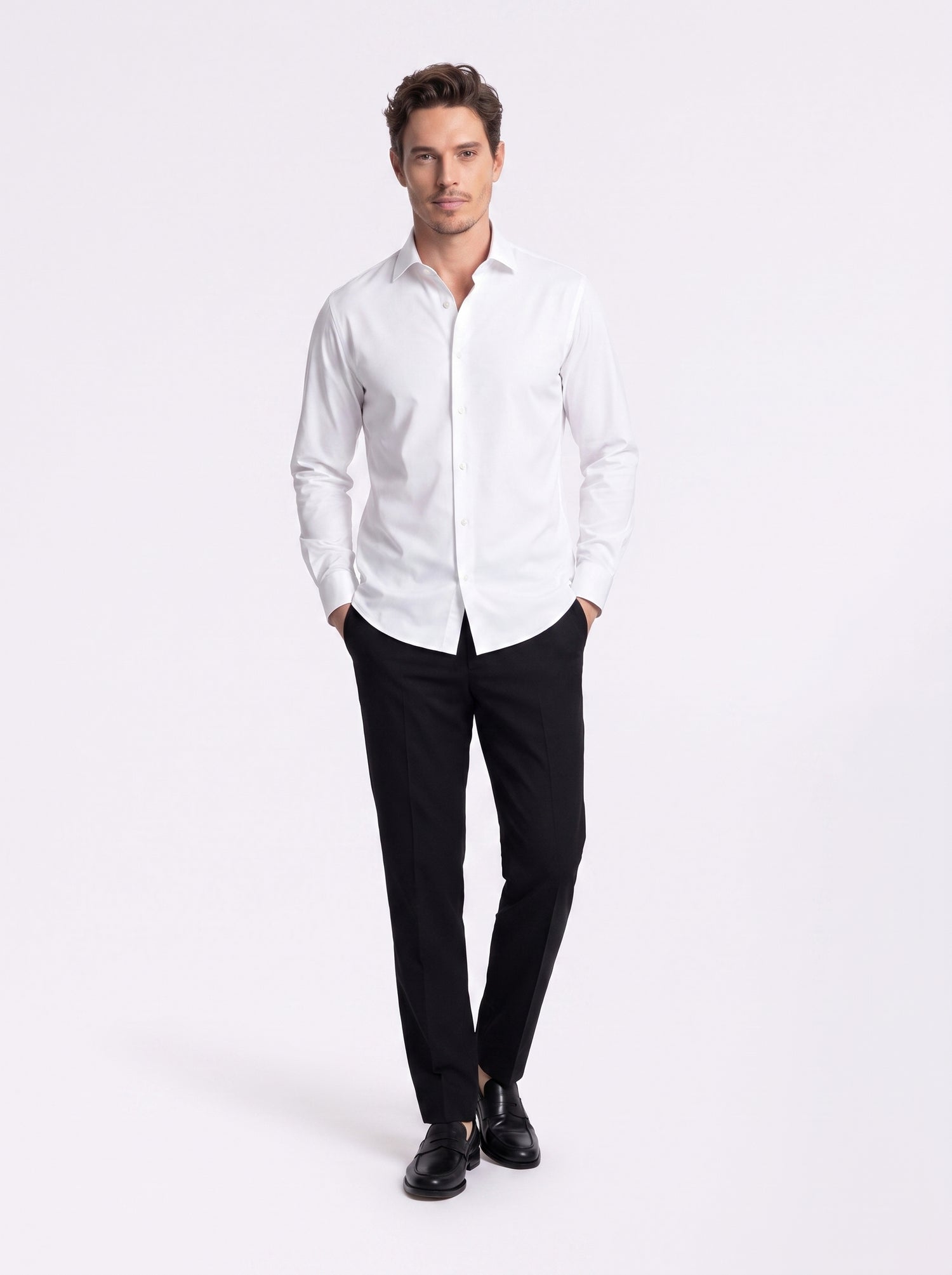 Camisa de tejido técnico no planchable blanca