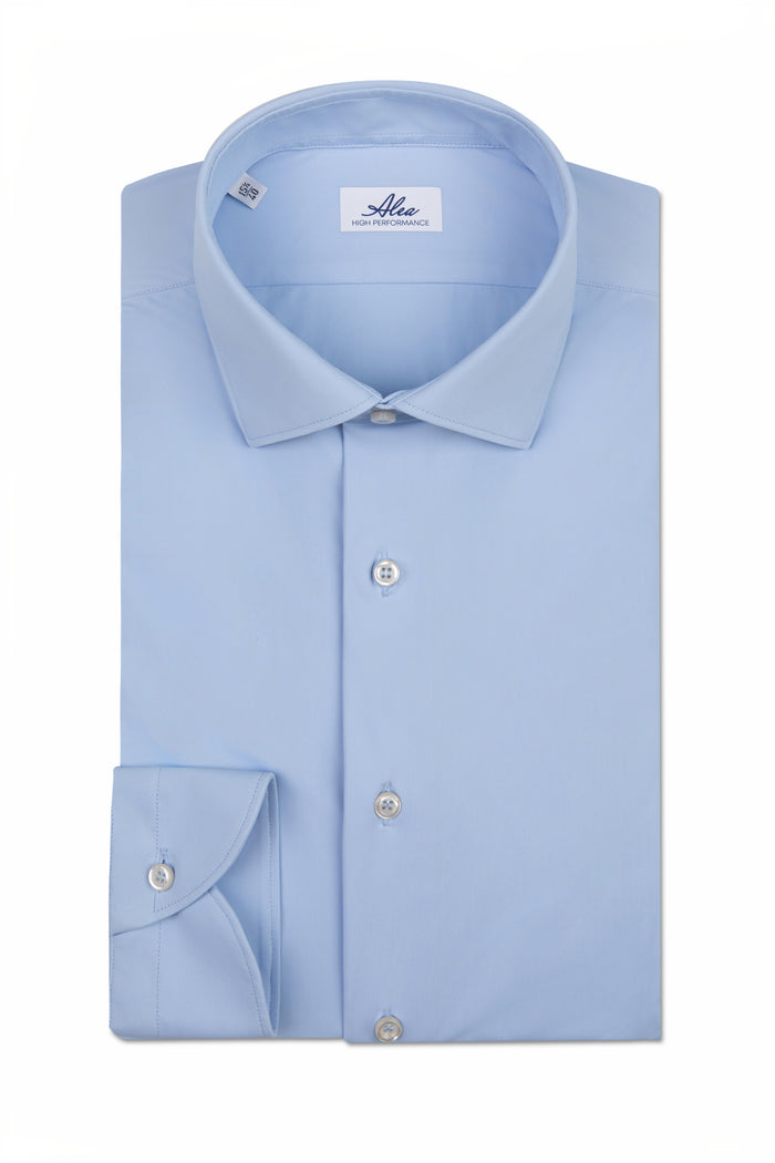 Camisa de hombre de tejido técnico sin planchado azul claro
