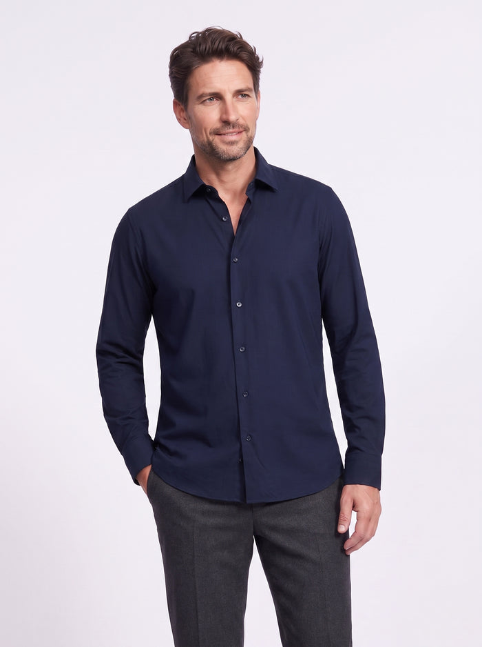 Camisa de tejido técnico sin planchado azul