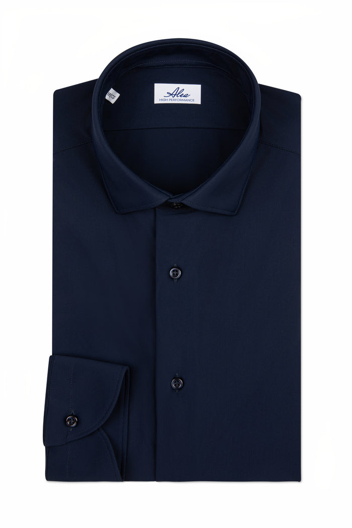 Camisa de tejido técnico sin planchado azul
