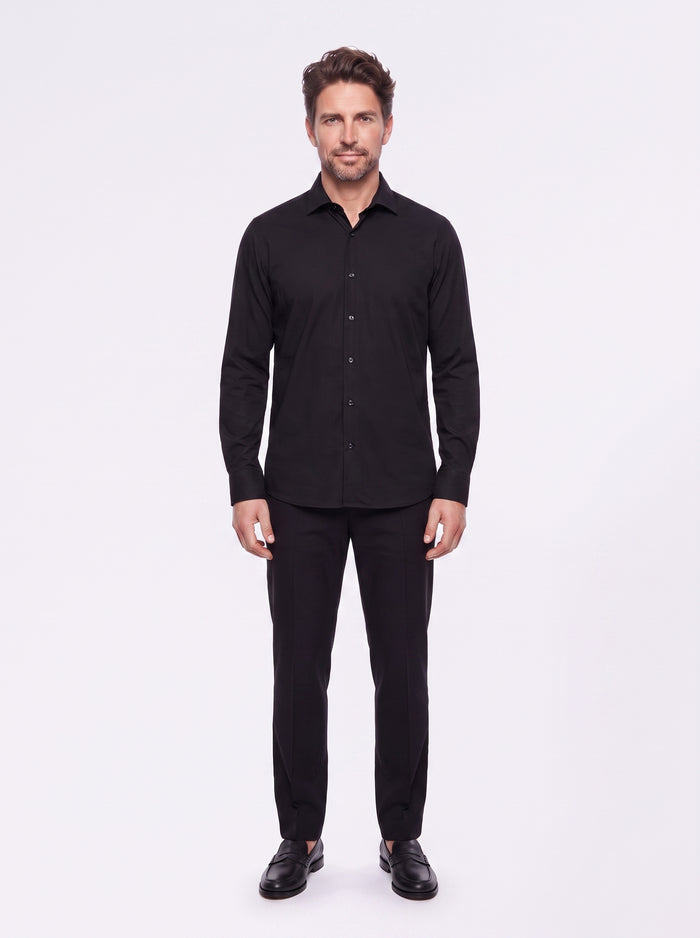 Camisa de tejido técnico no necesita planchado negra