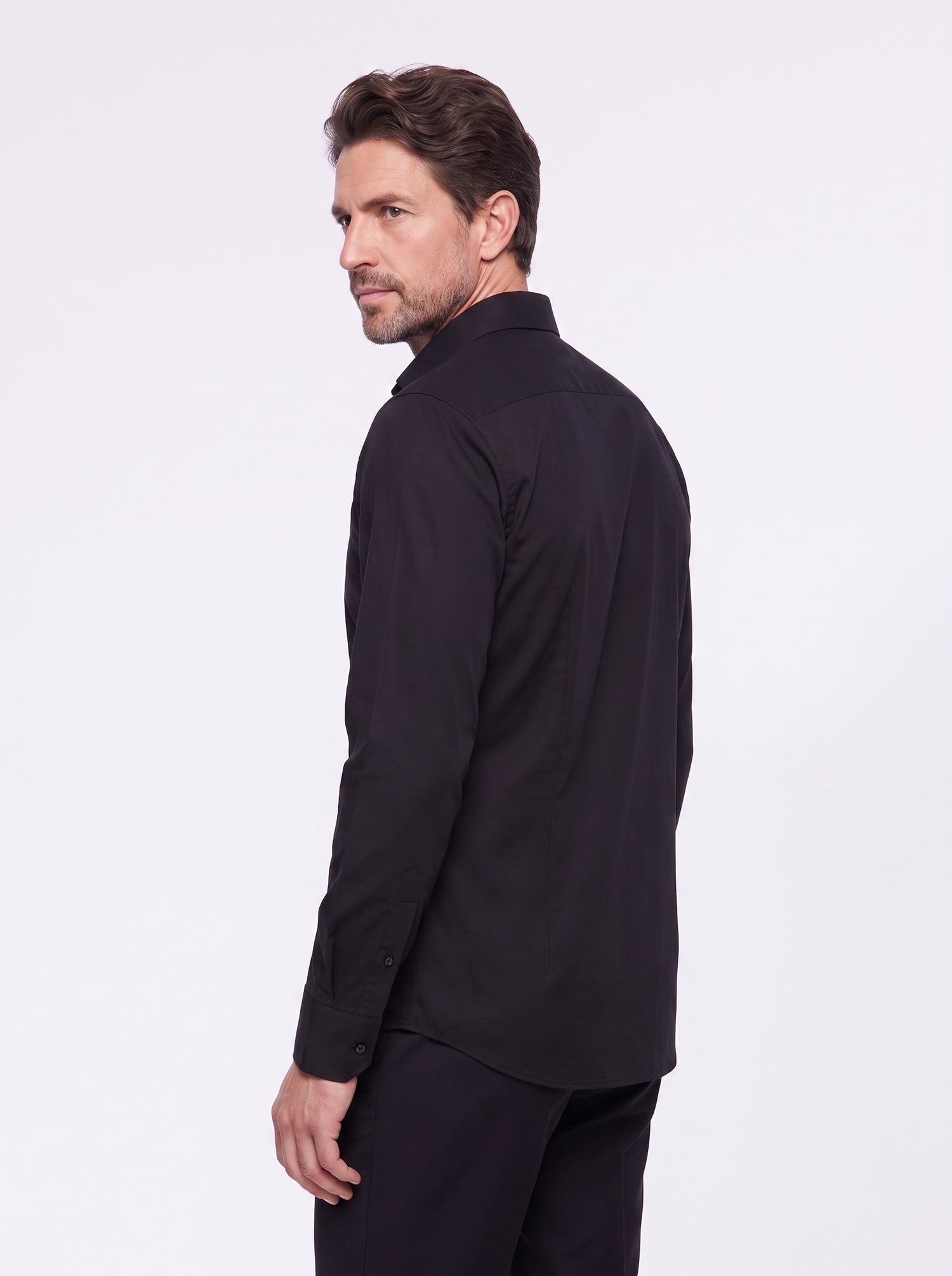 Camisa de tejido técnico no necesita planchado negra