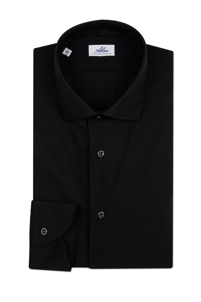 Camisa de tejido técnico no necesita planchado negra