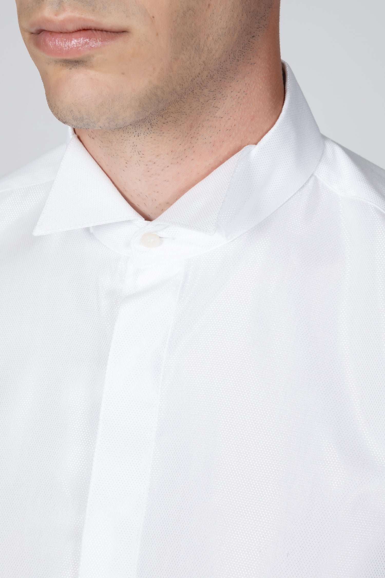 White formal shirt with tuxedo collar