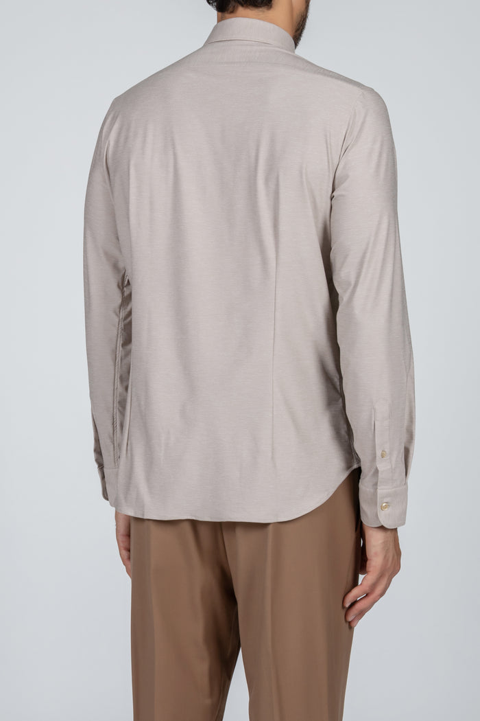 Camisa de hombre Active lisa beige, cuello francés
