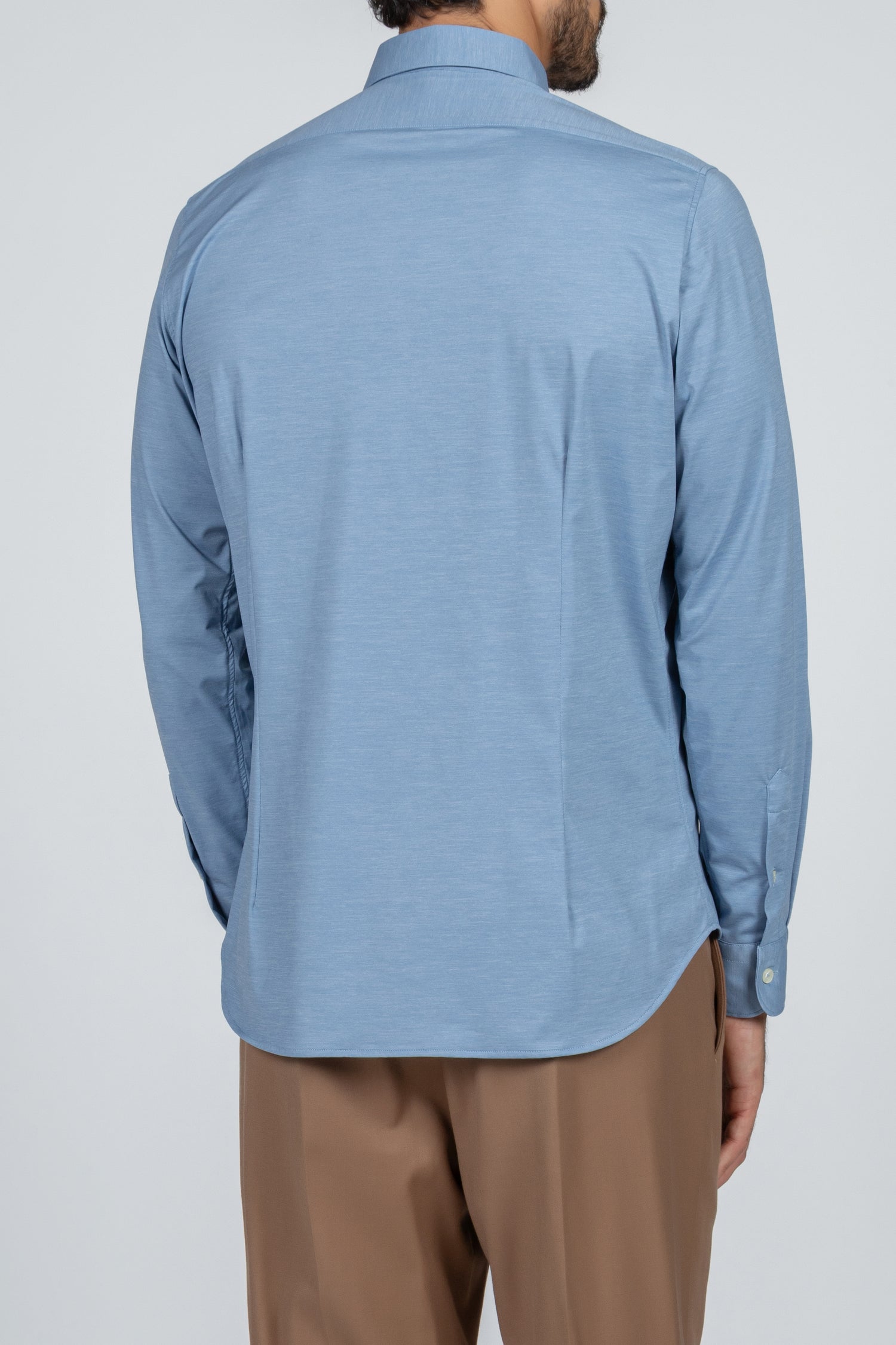 Camicia da uomo Active tinta unita azzurro, collo francese