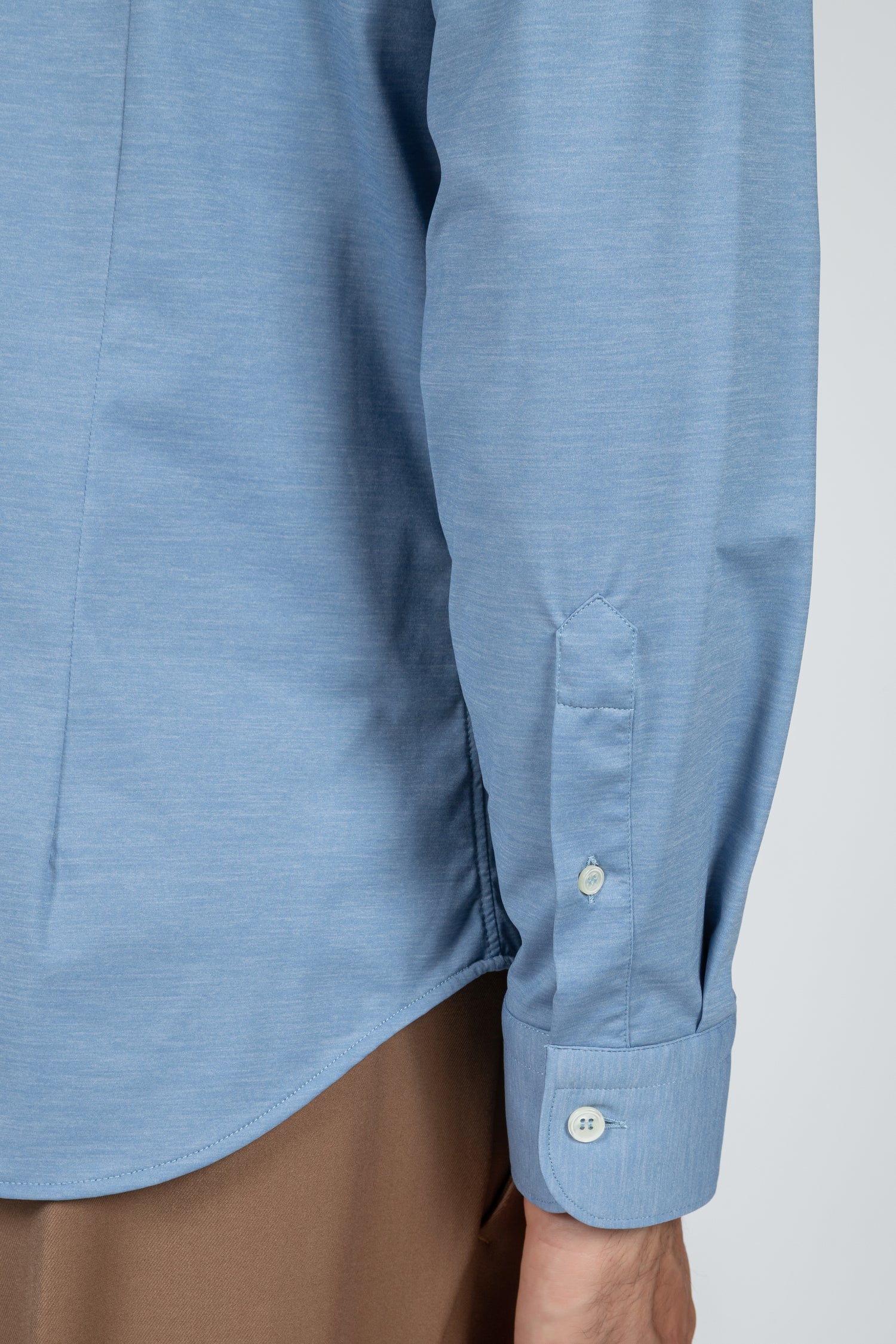 Camicia da uomo Active tinta unita azzurro, collo francese