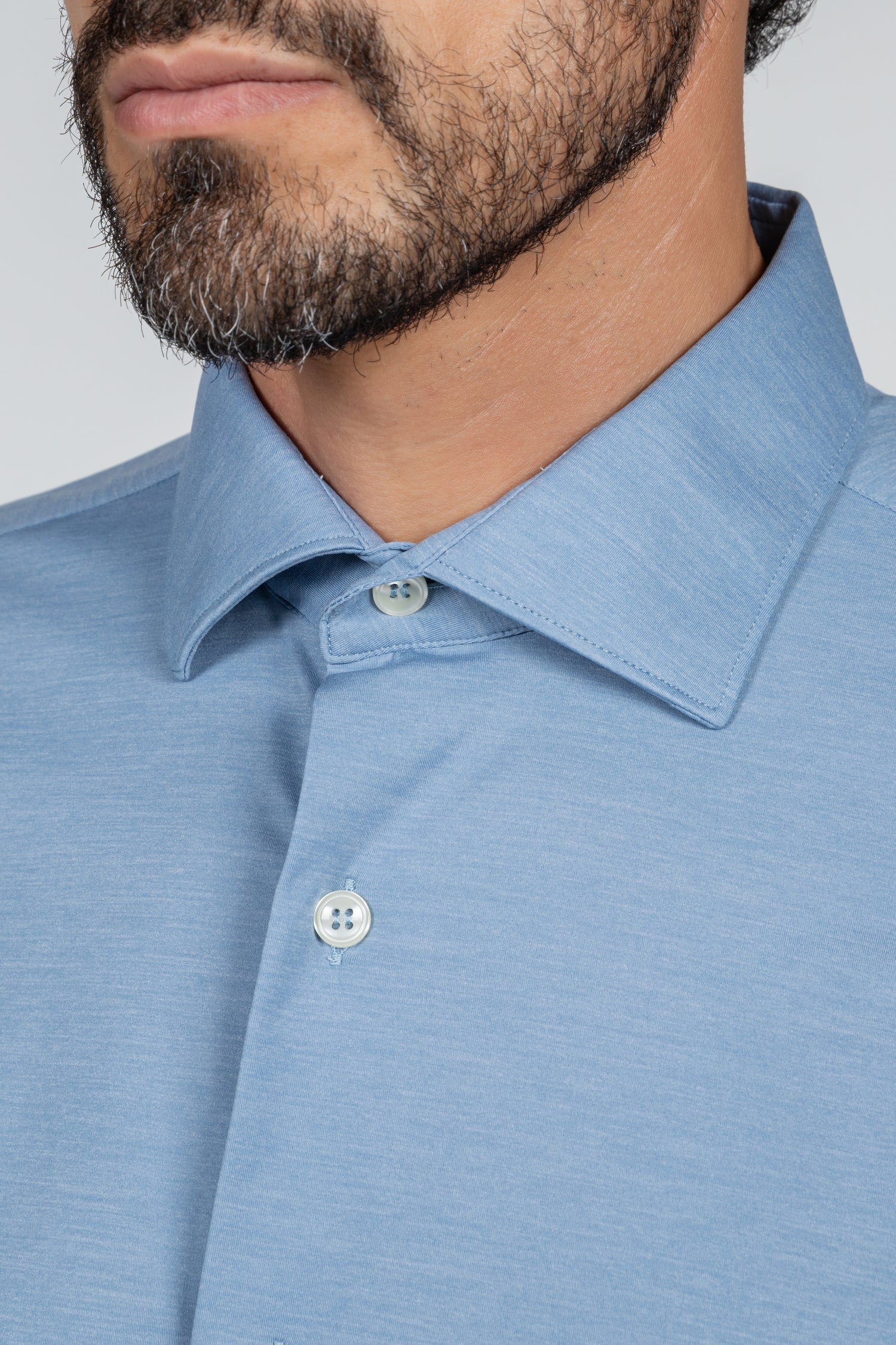 Camicia da uomo Active tinta unita azzurro, collo francese