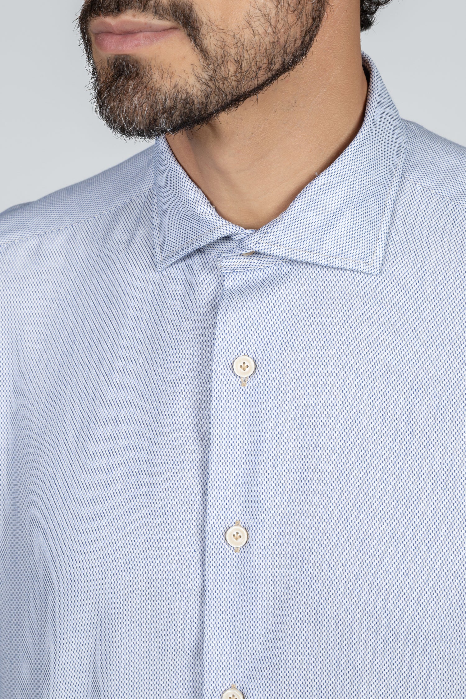 Camicia da uomo Giza Evolution falso unito blue, collo francese