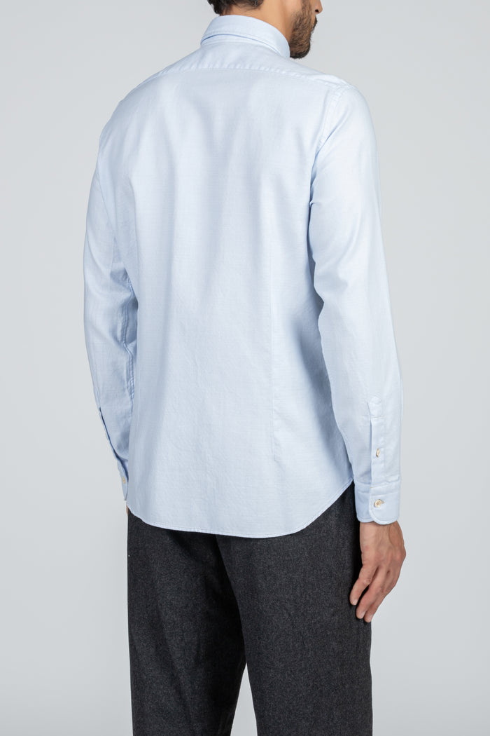 Camisa de hombre Giza evolution falsa lisa azul claro, cuello francés