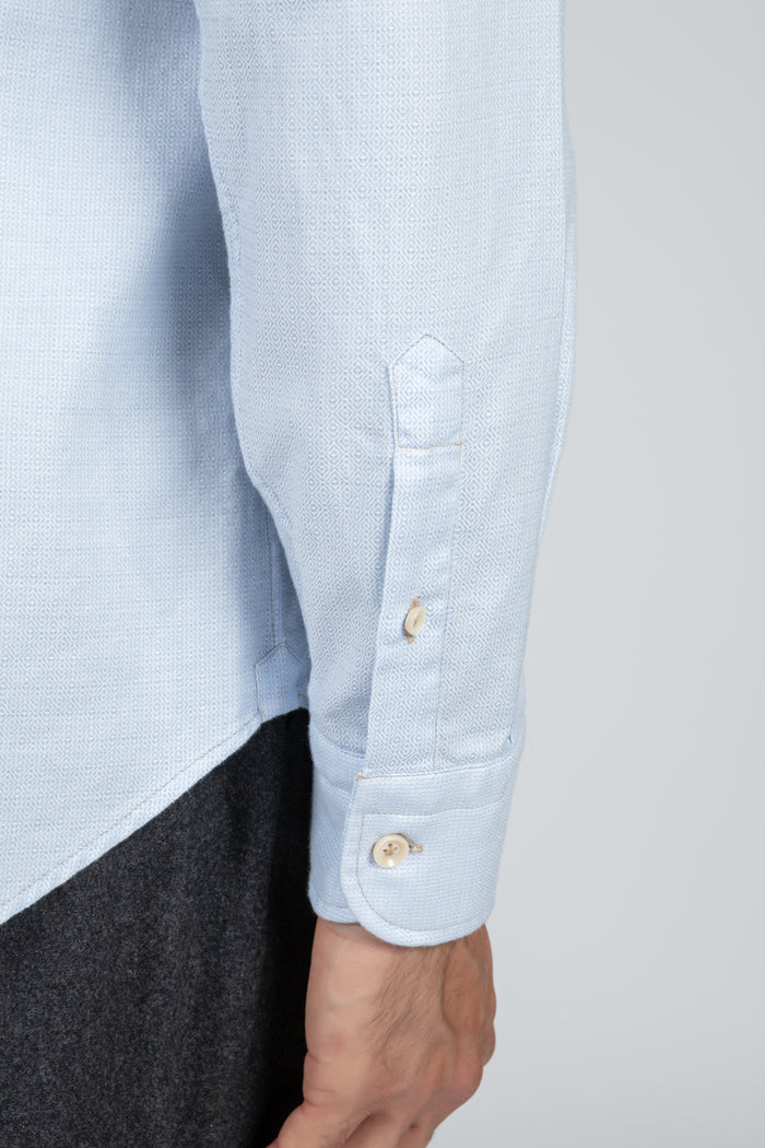 Camisa de hombre Giza evolution falsa lisa azul claro, cuello francés