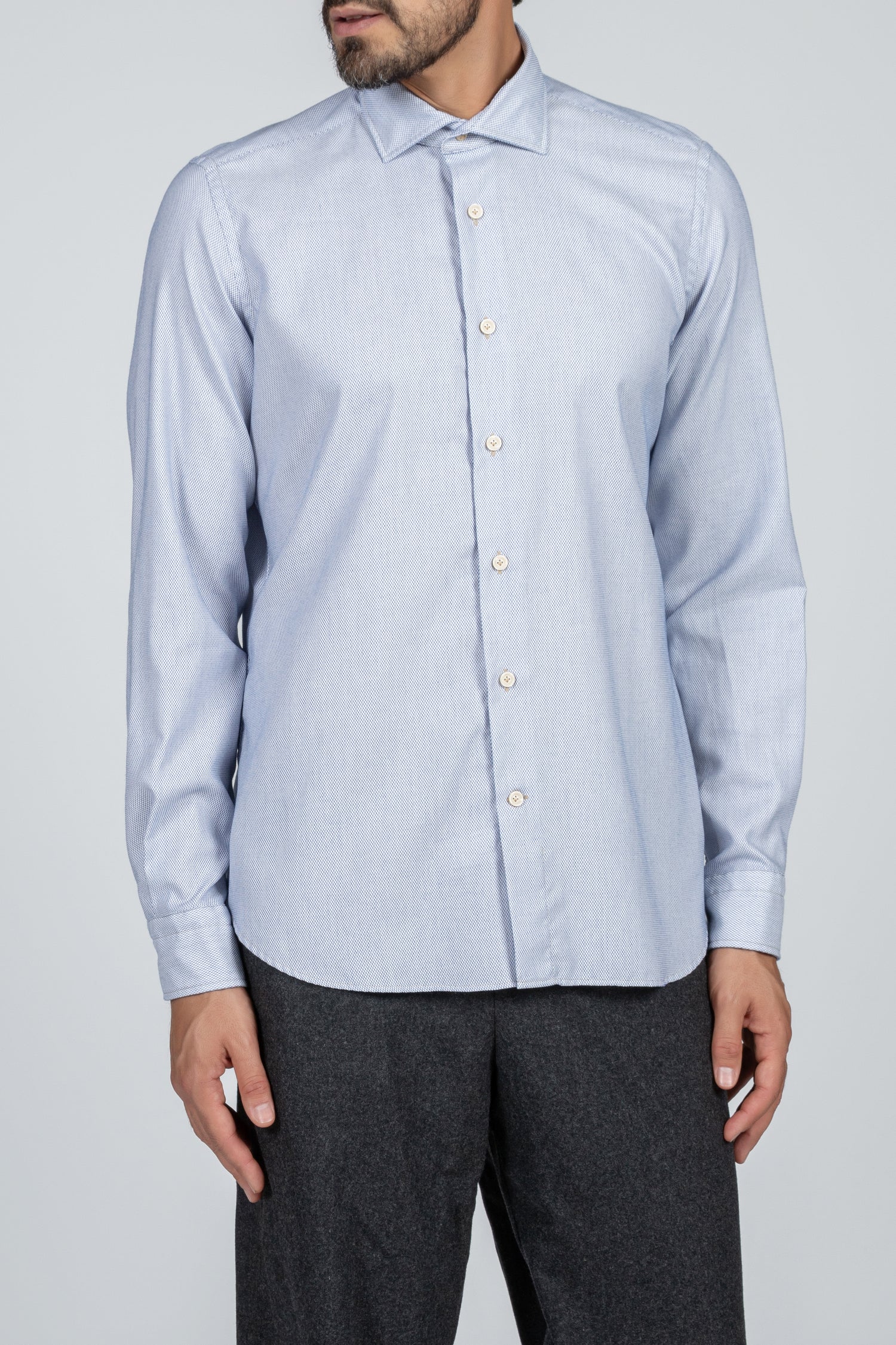 Camicia da uomo Giza Evolution falso unito blue, collo francese