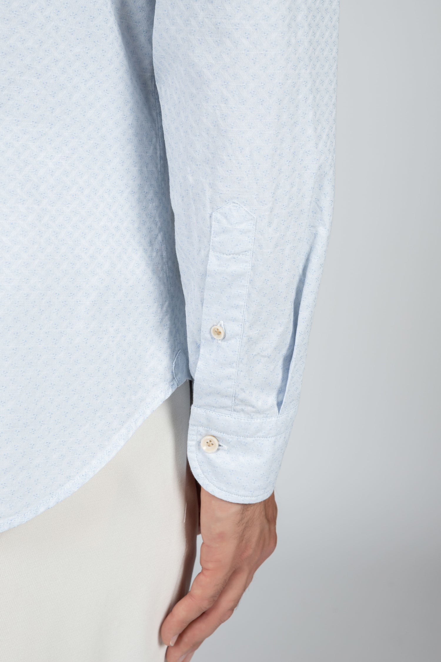 Camicia da uomo Giza evolution falso unito jacquard  azzurro, collo francese