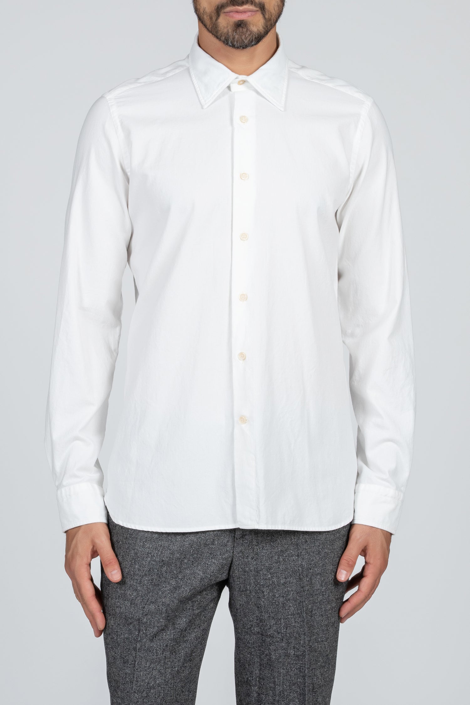 Camicia  da uomo sport in tessuto white denim, collo italiano