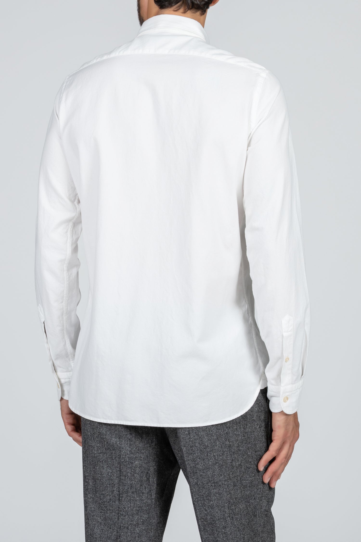 Men's white denim sport shirt with Italian collar