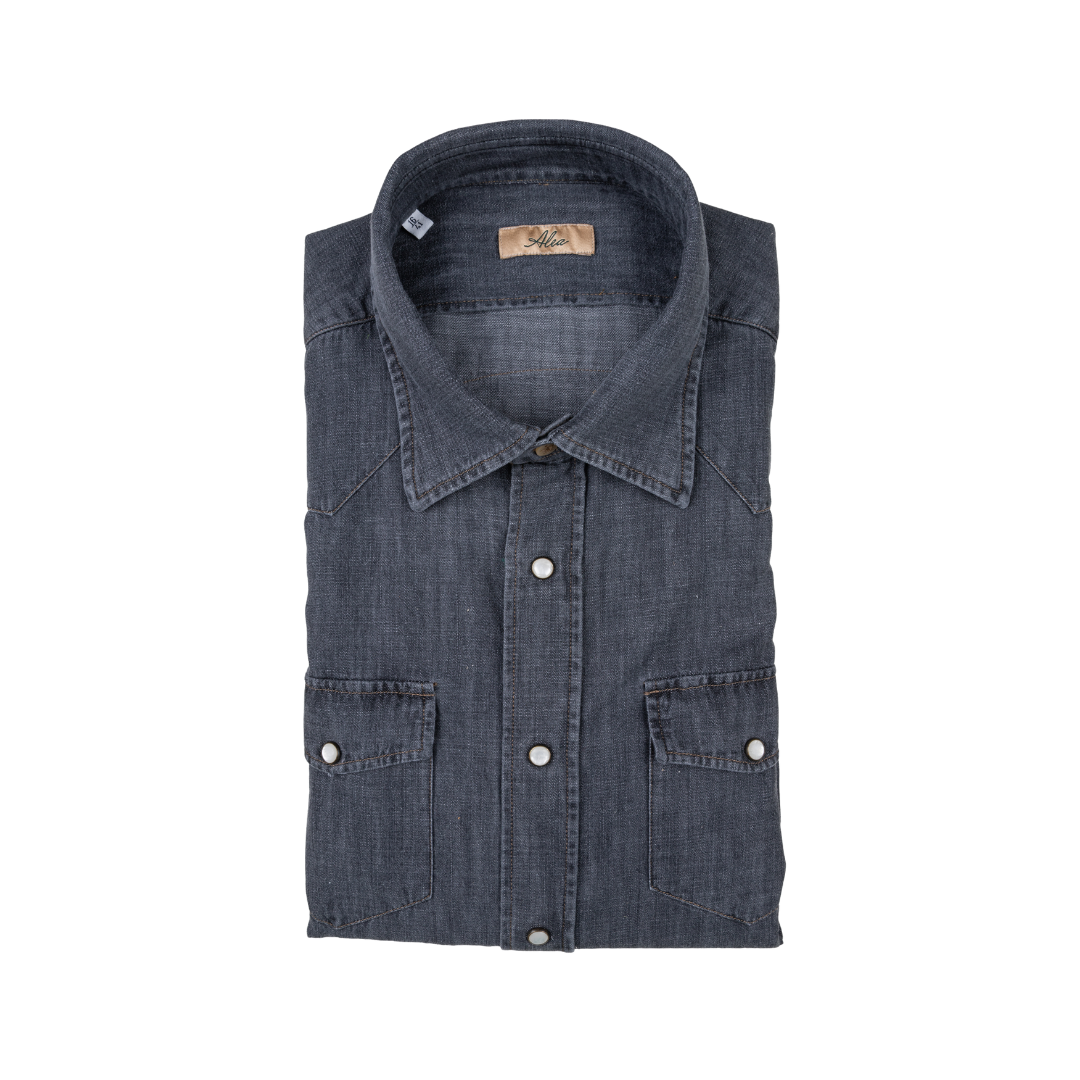 Camicia da uomo texana in tessuto denim