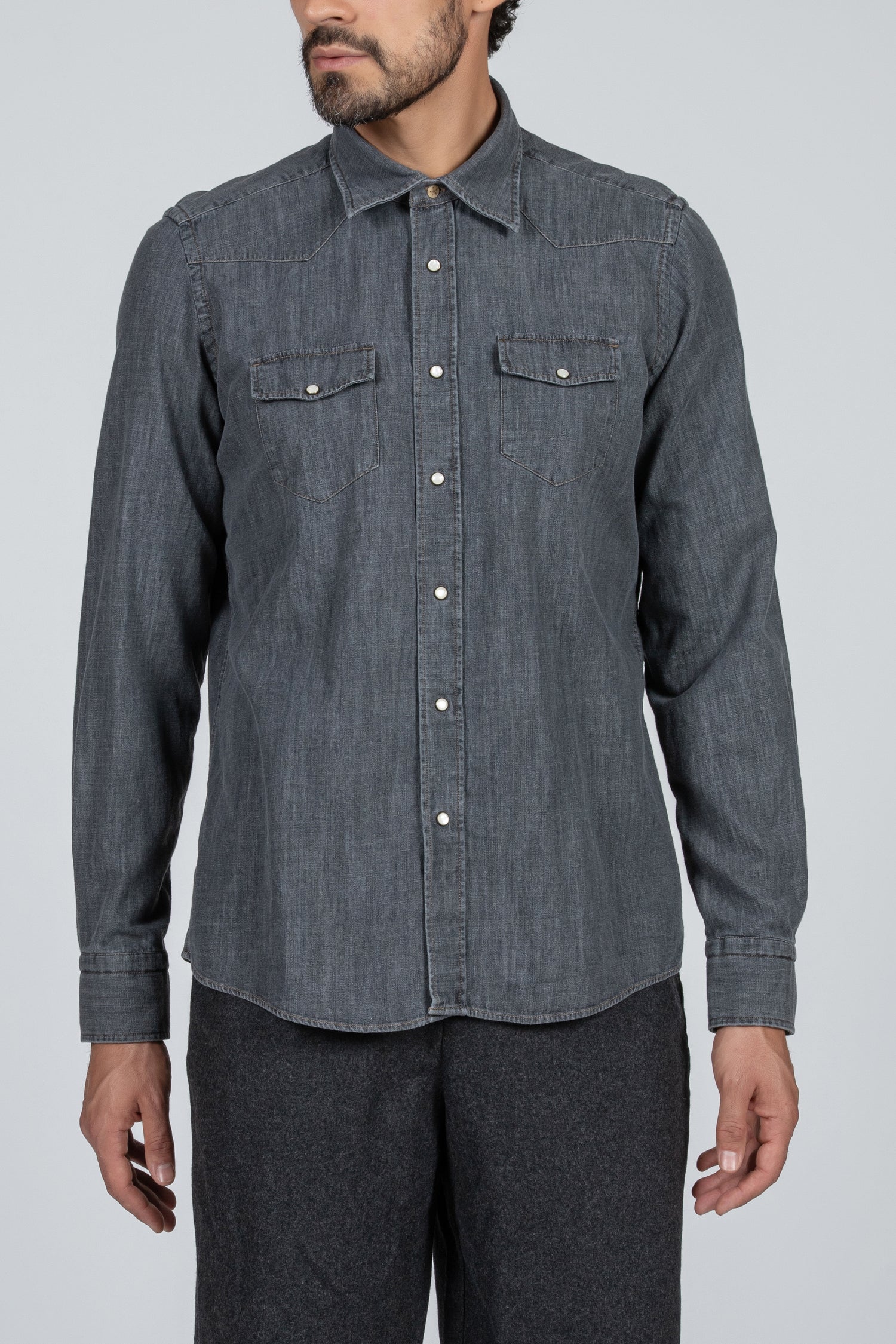 Camicia da uomo texana in tessuto denim