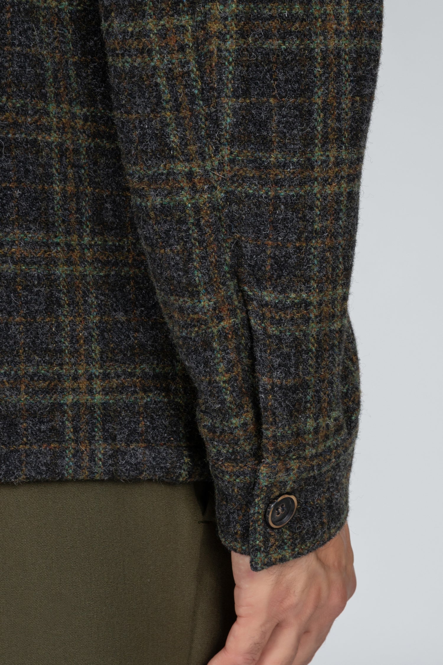 Men's overshirt in 100% wool tartan green fabric