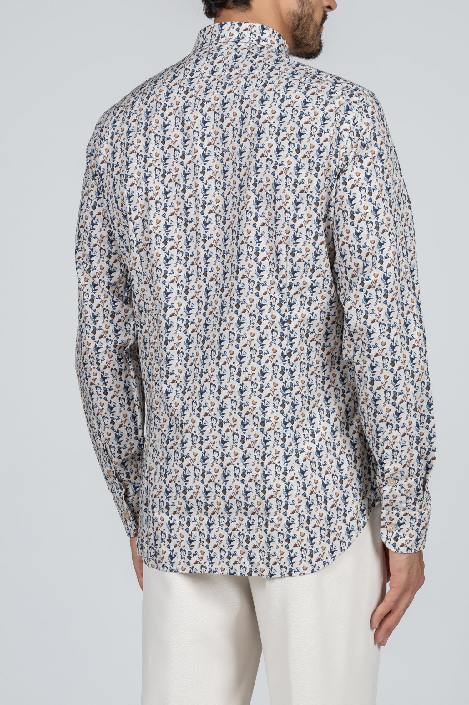 Camicia da uomo in tessuto di cotone con stampa floreale