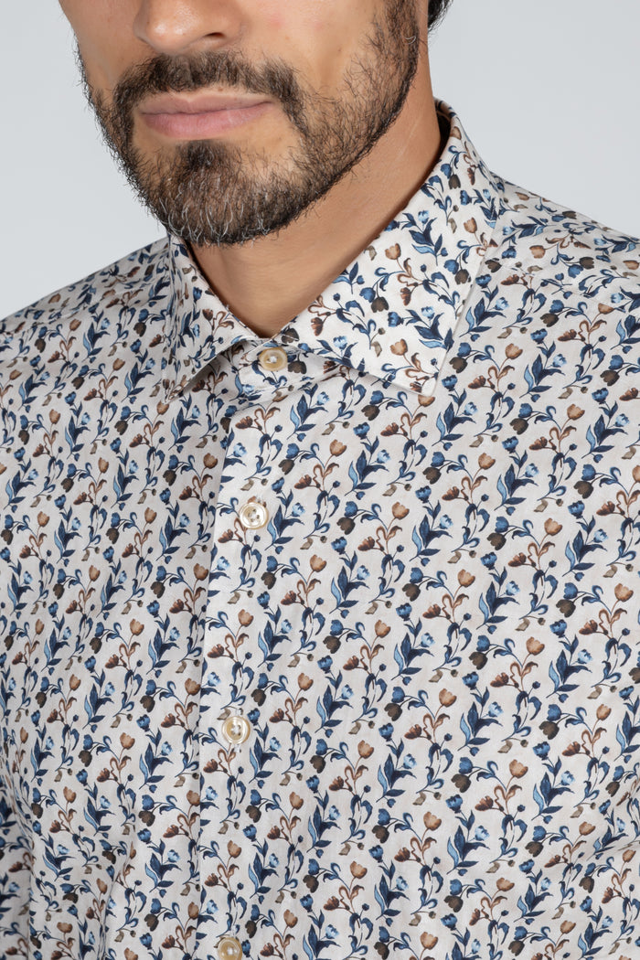 Camisa de hombre de algodón con estampado floral