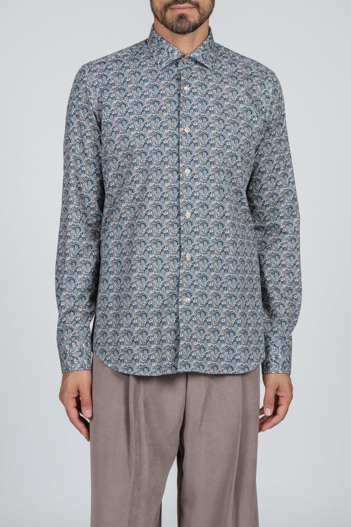 Camisa de hombre de algodón con estampado floral