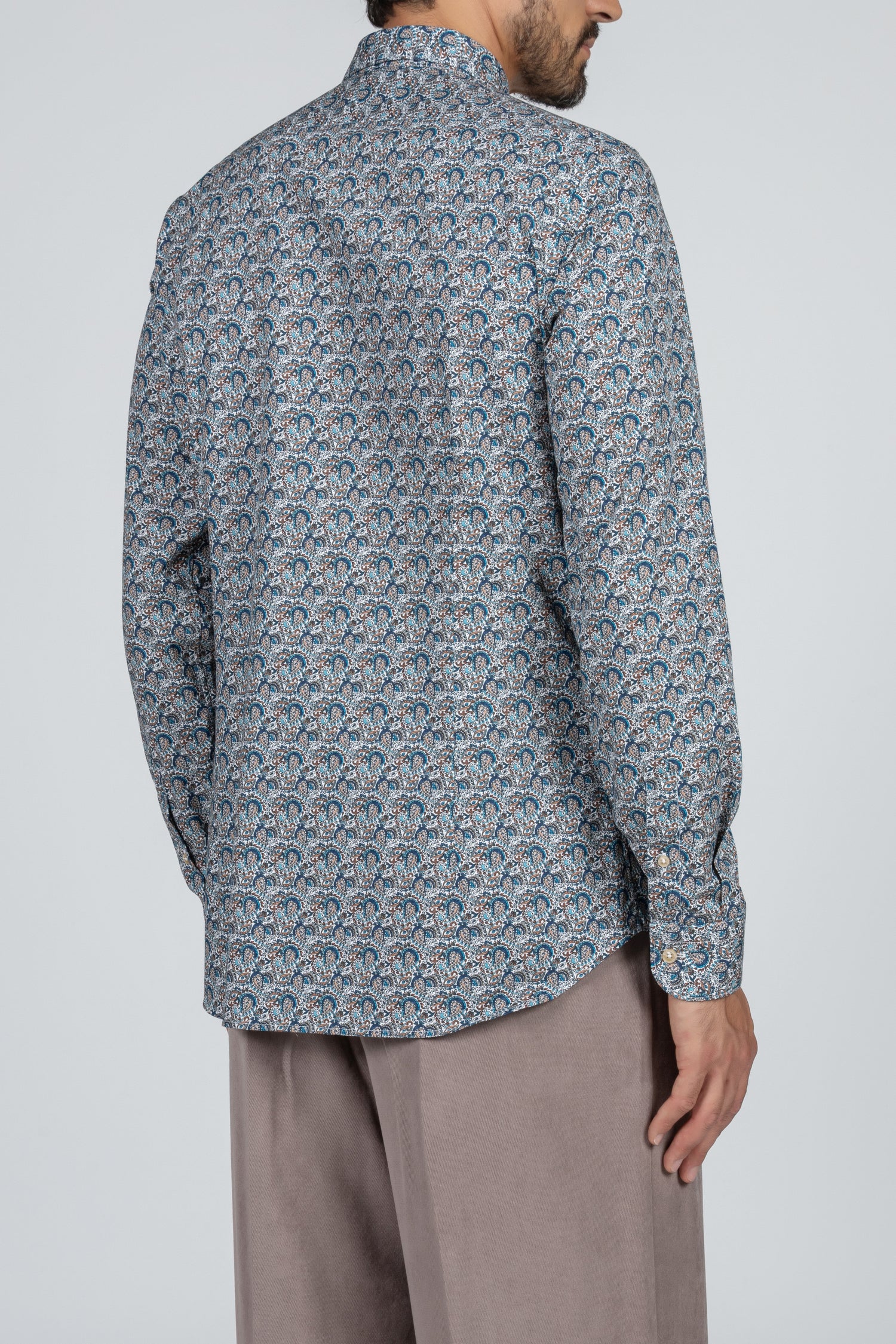 Camicia da uomo in tessuto di cotone con stampa floreale