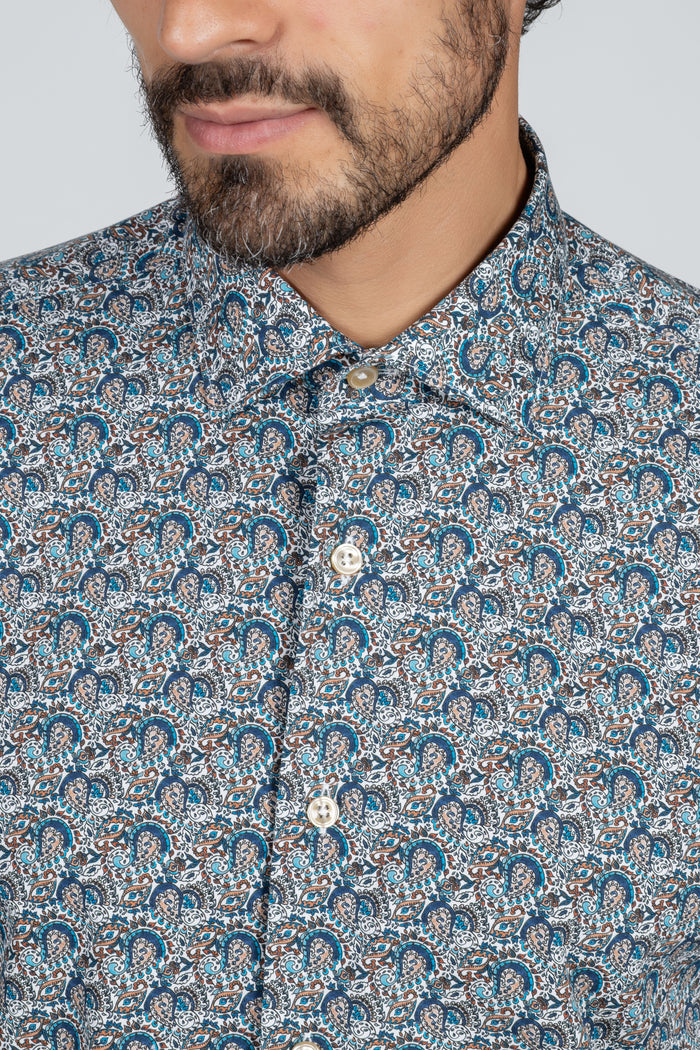 Camisa de hombre de algodón con estampado floral