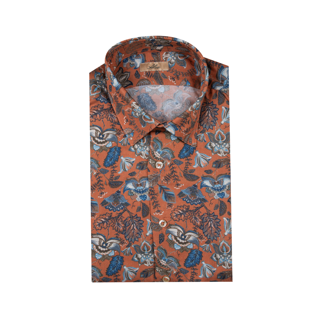 Camicia da uomo in tessuto con stampa floreale