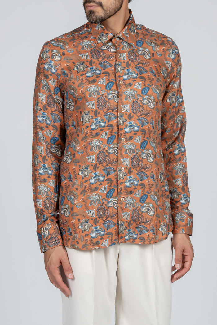 Camisa de hombre de tela con estampado floral