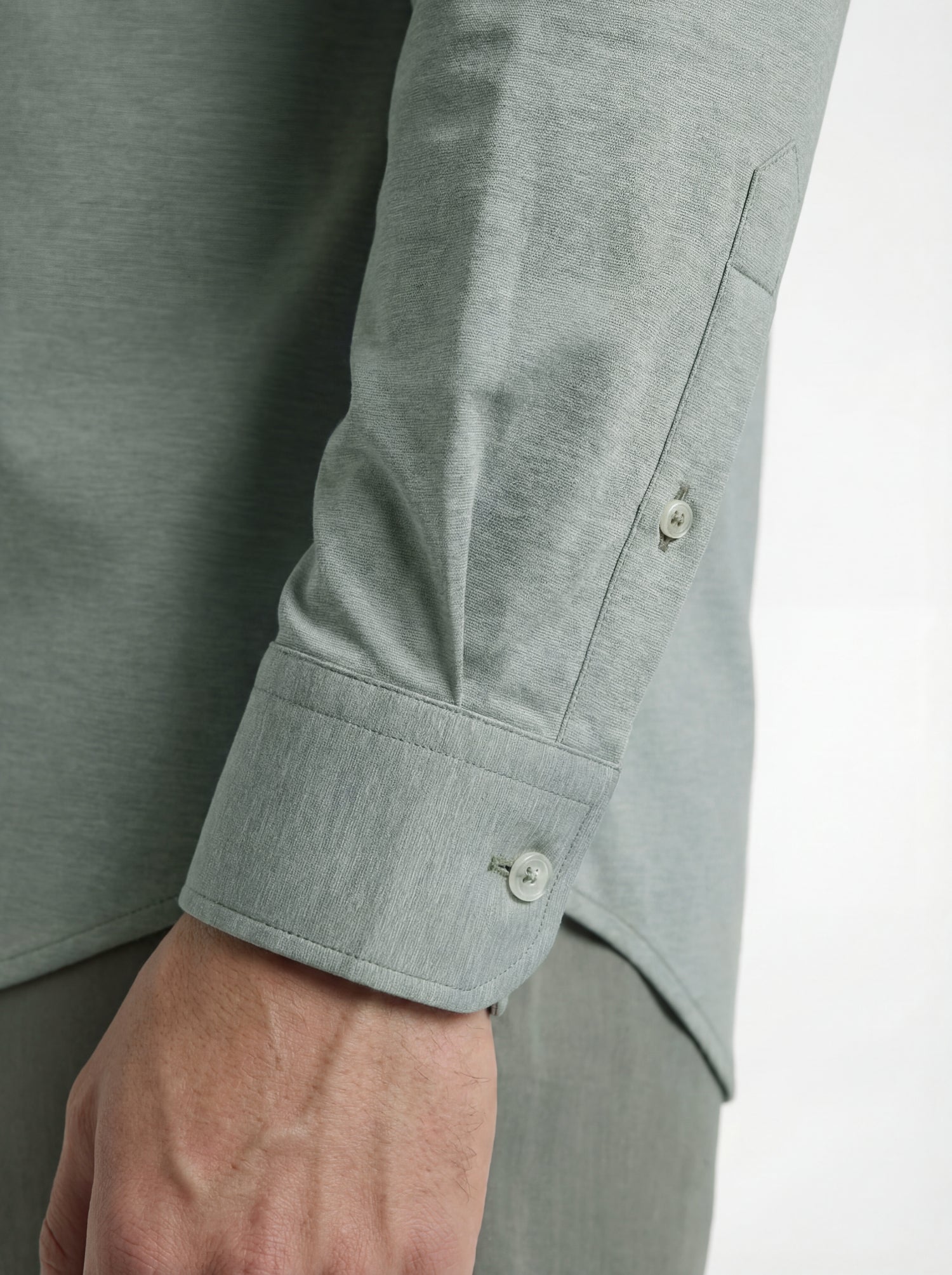 Camicia in tessuto tecnico no stiro beige melange