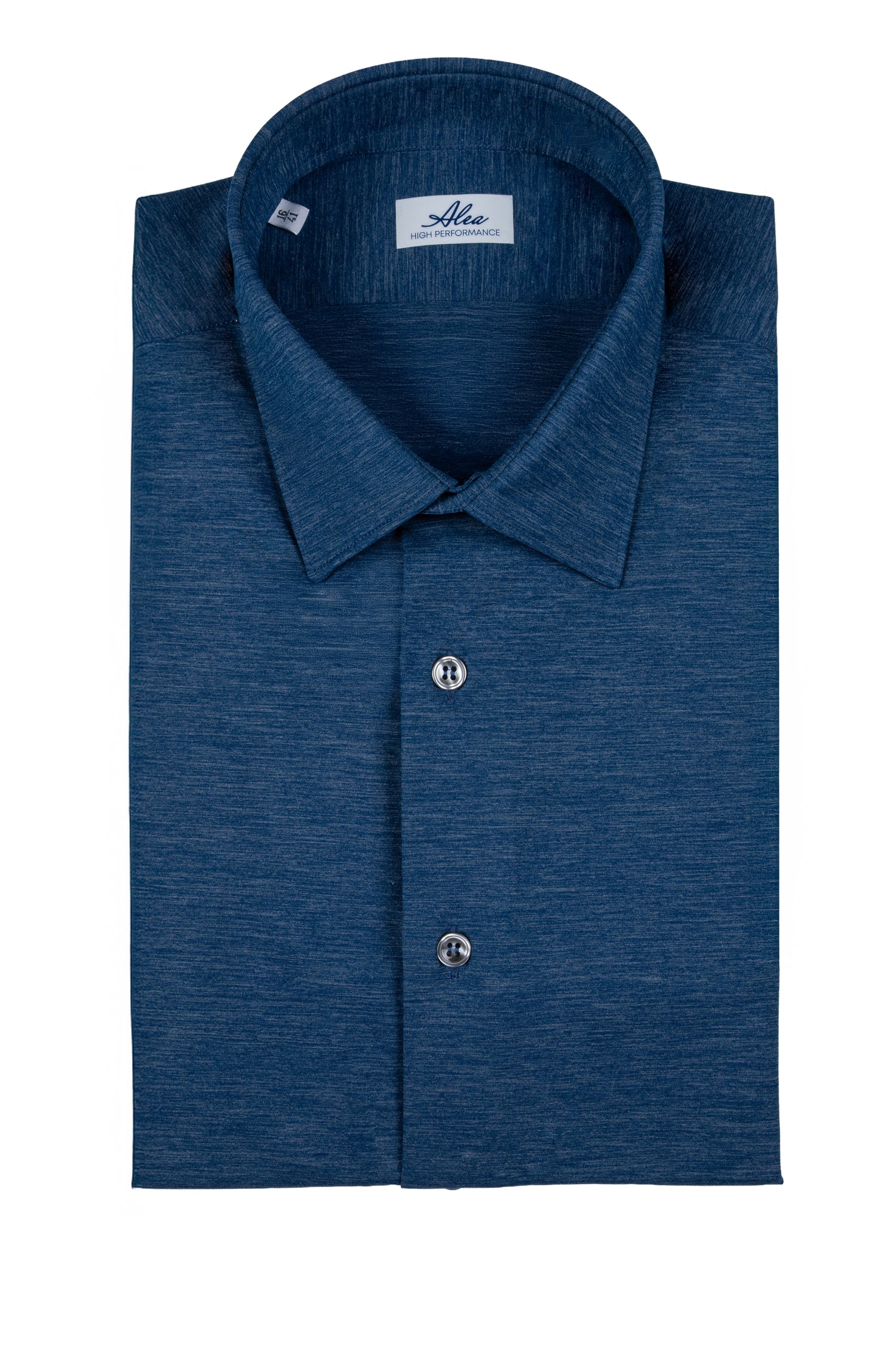 Camicia in tessuto tecnico no stiro blu melange