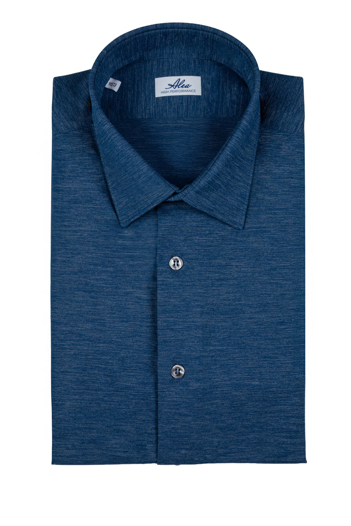 Technical non-iron blue melange shirt
