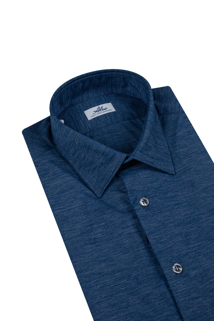 Technical non-iron blue melange shirt