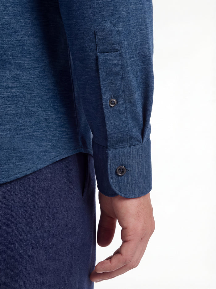 Technical non-iron blue melange shirt