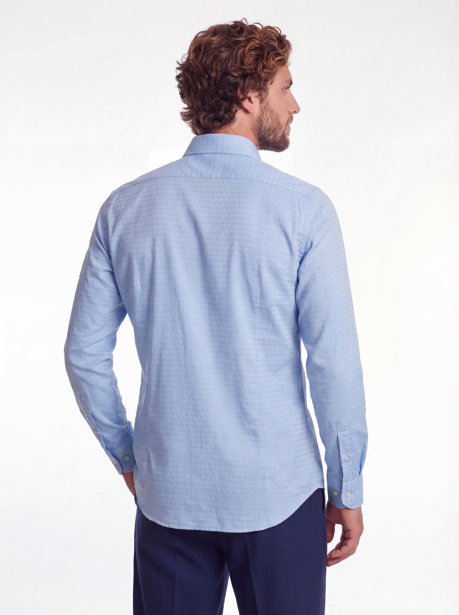 Camicia da uomo in cotone operato celeste