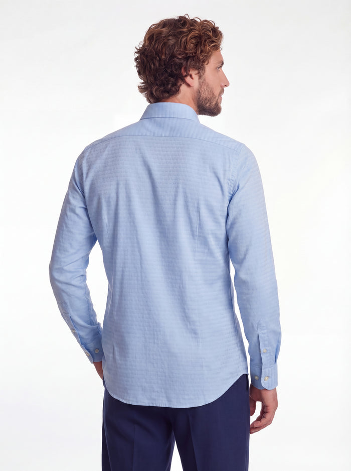 Camisa de hombre de algodón con patrón celeste