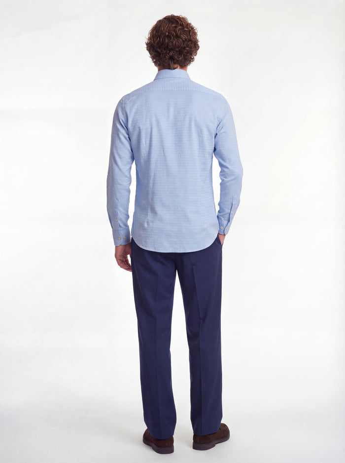 Camisa de hombre de algodón con patrón celeste