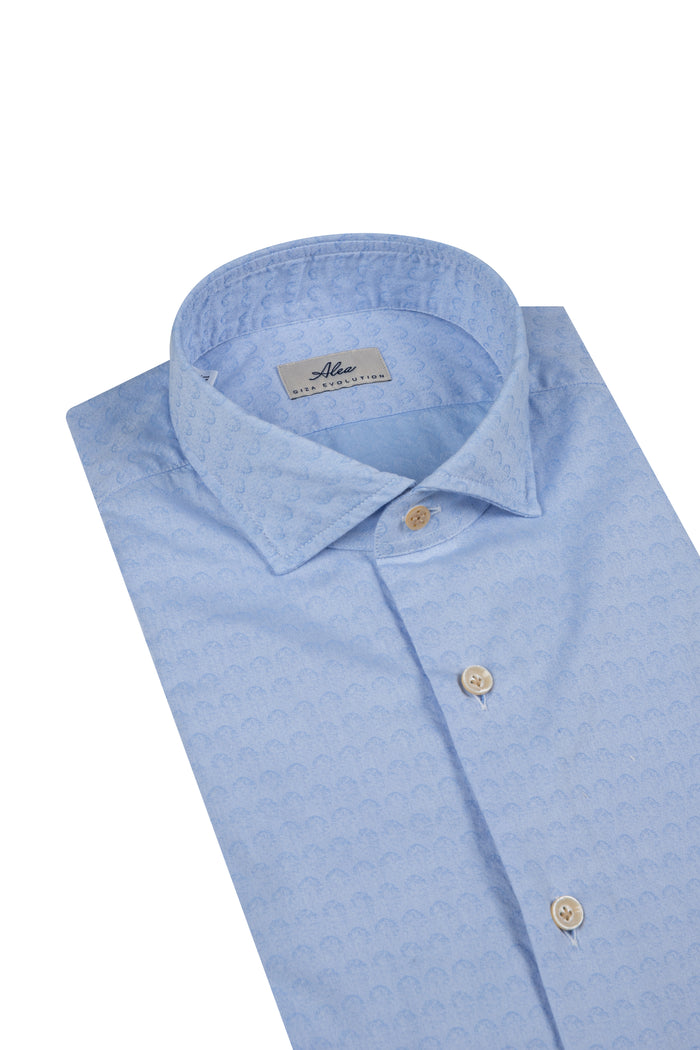 Camisa de hombre de algodón con patrón celeste