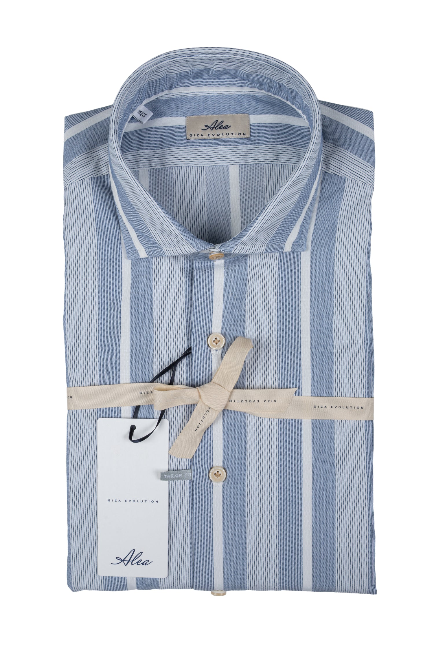 Camicia da uomo sportiva in cotone rigato celeste