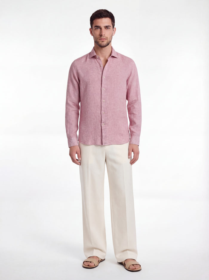 Camisa de lino de color liso