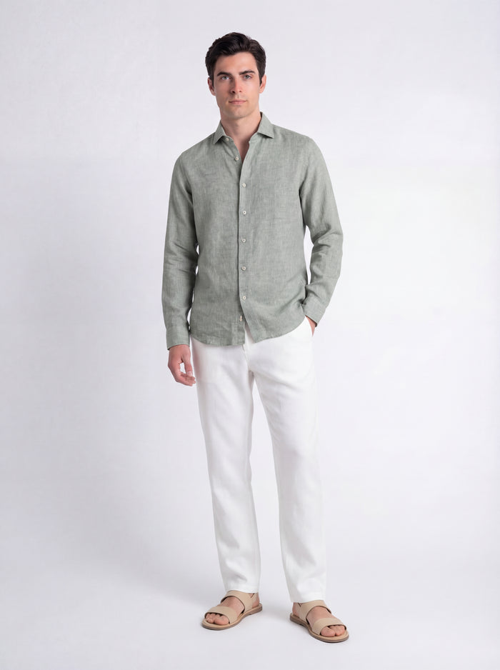 Camisa de lino de color liso