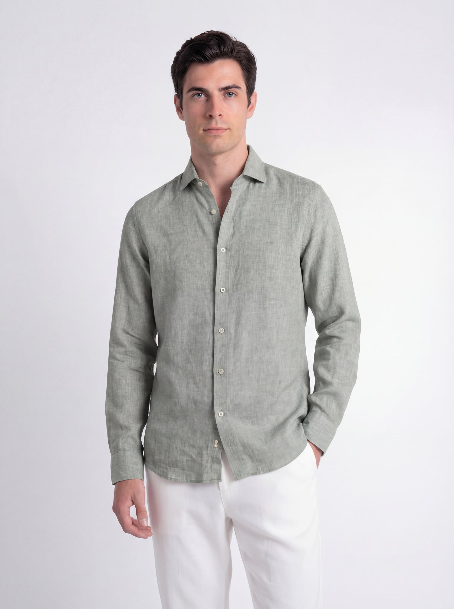 Camicia in lino tinta unita