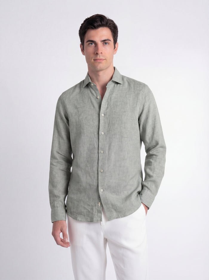 Camisa de lino de color liso
