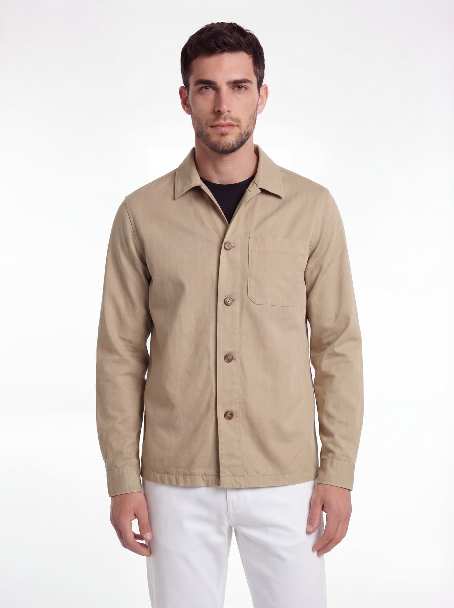 Overshirt lino e cotone tinto capo