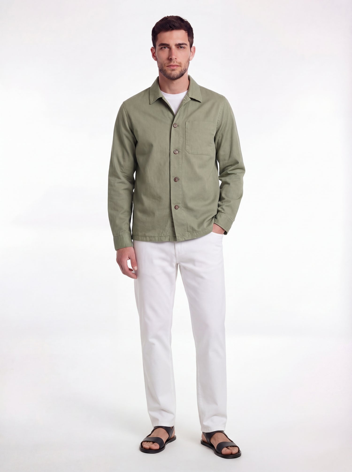 Overshirt in lino e cotone tinto capo