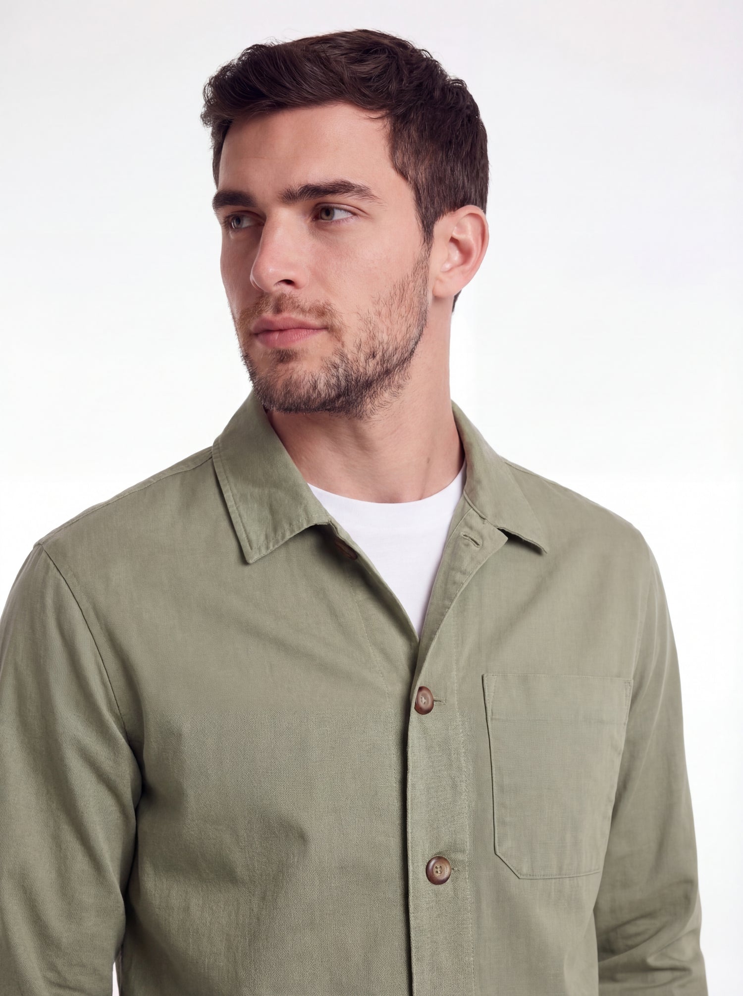Overshirt in lino e cotone tinto capo